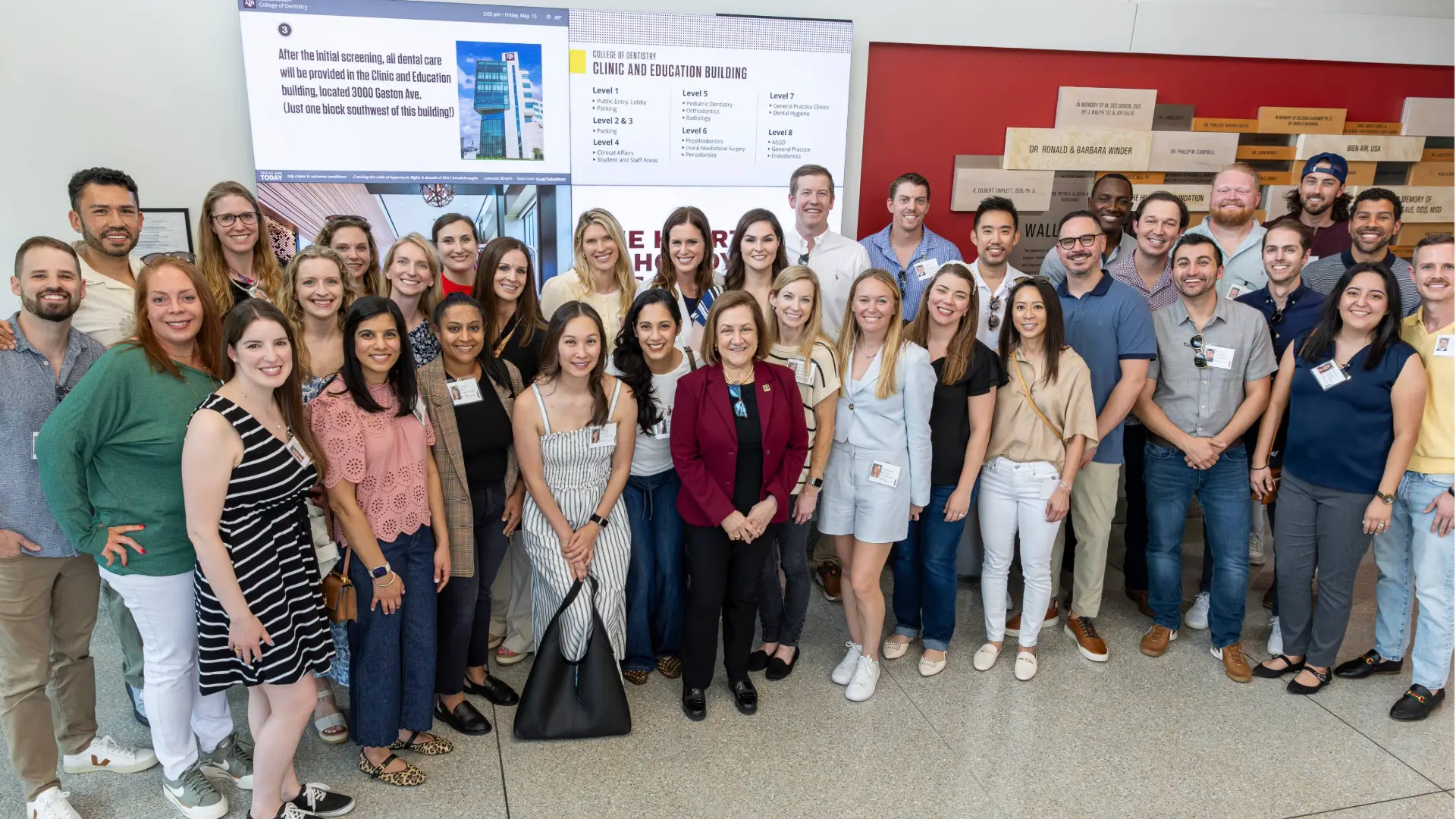 Group photo of Texas A&M Dentistry graduates during a reunion.